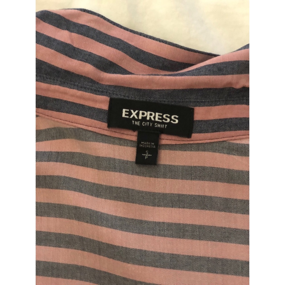 Express Button Down Striped Blouse - image 2